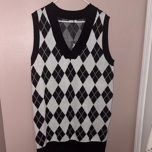 Zeagoo Black and White Argyle Mini Dress